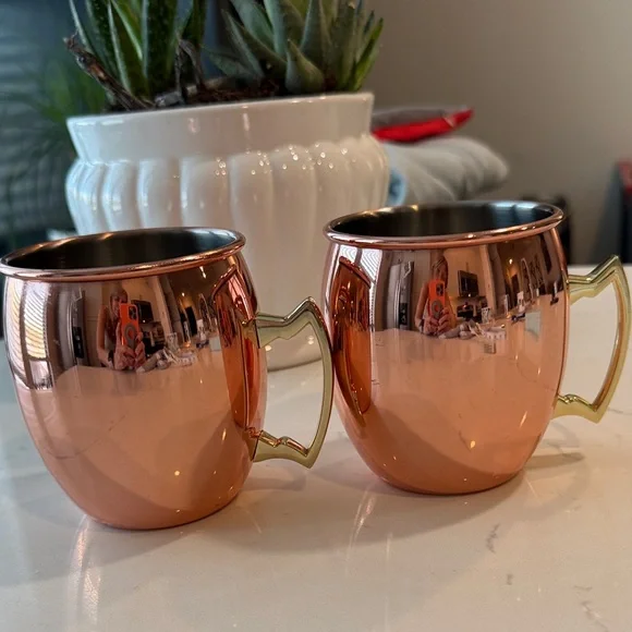 Copper Moscow Mule Mugs with Gold Handles, set of 2 - Picture 11 of 11